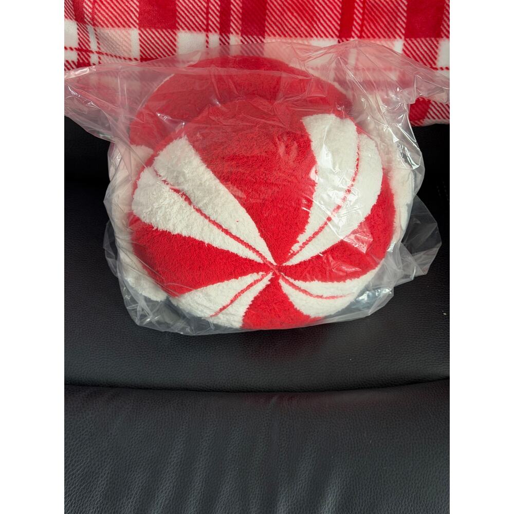 NWT Set of 2 Target Wondershop Christmas Peppermint Candy Plush Throw Pillow - Picture 7 of 7